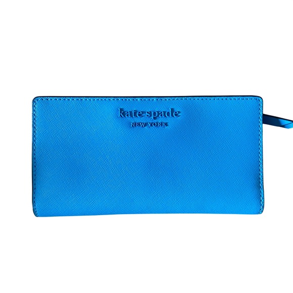 kate spade Handbags - Kate Spade Large Slim Bifold Wallet Women OS Oceanside Blue Cameron Preppy Neon